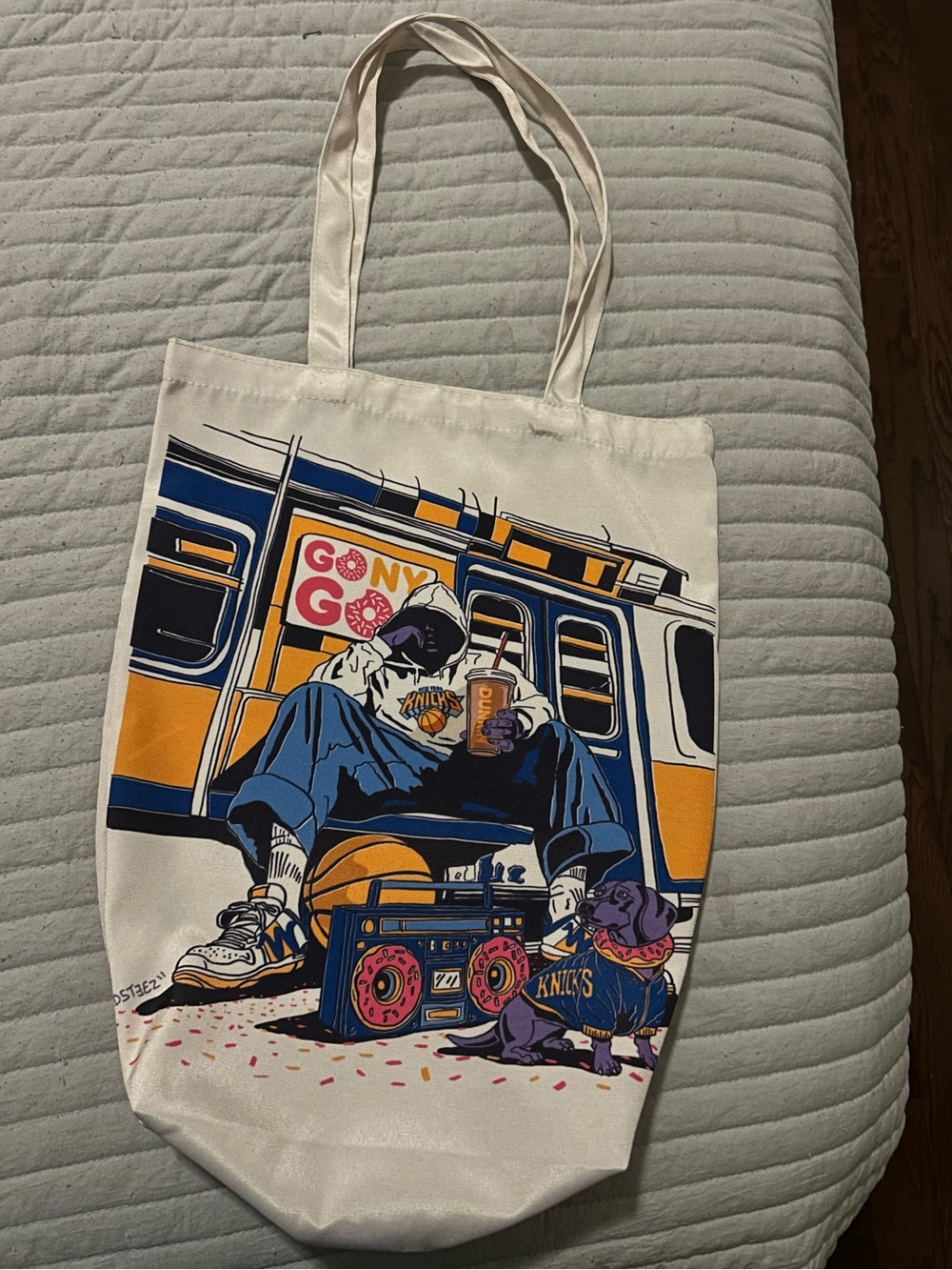 Dunkin and New York Knicks tote bag